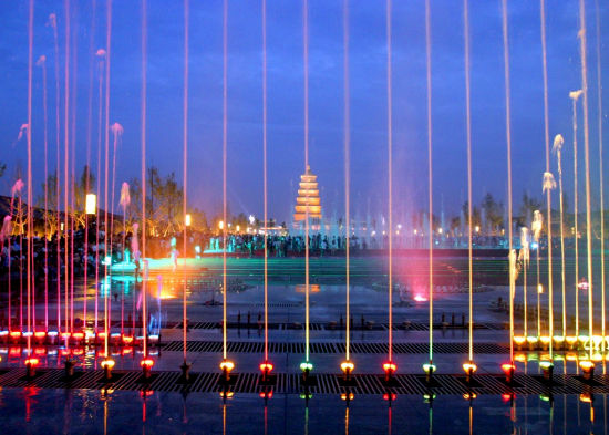 大雁塔广场音乐喷泉的时间魅力，大雁塔广场音乐喷泉的时间韵律魅力