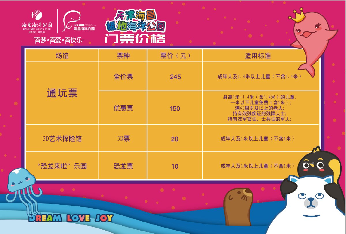 塘沽极地海洋馆门票价格详解,塘沽极地海洋馆门票价格全解析